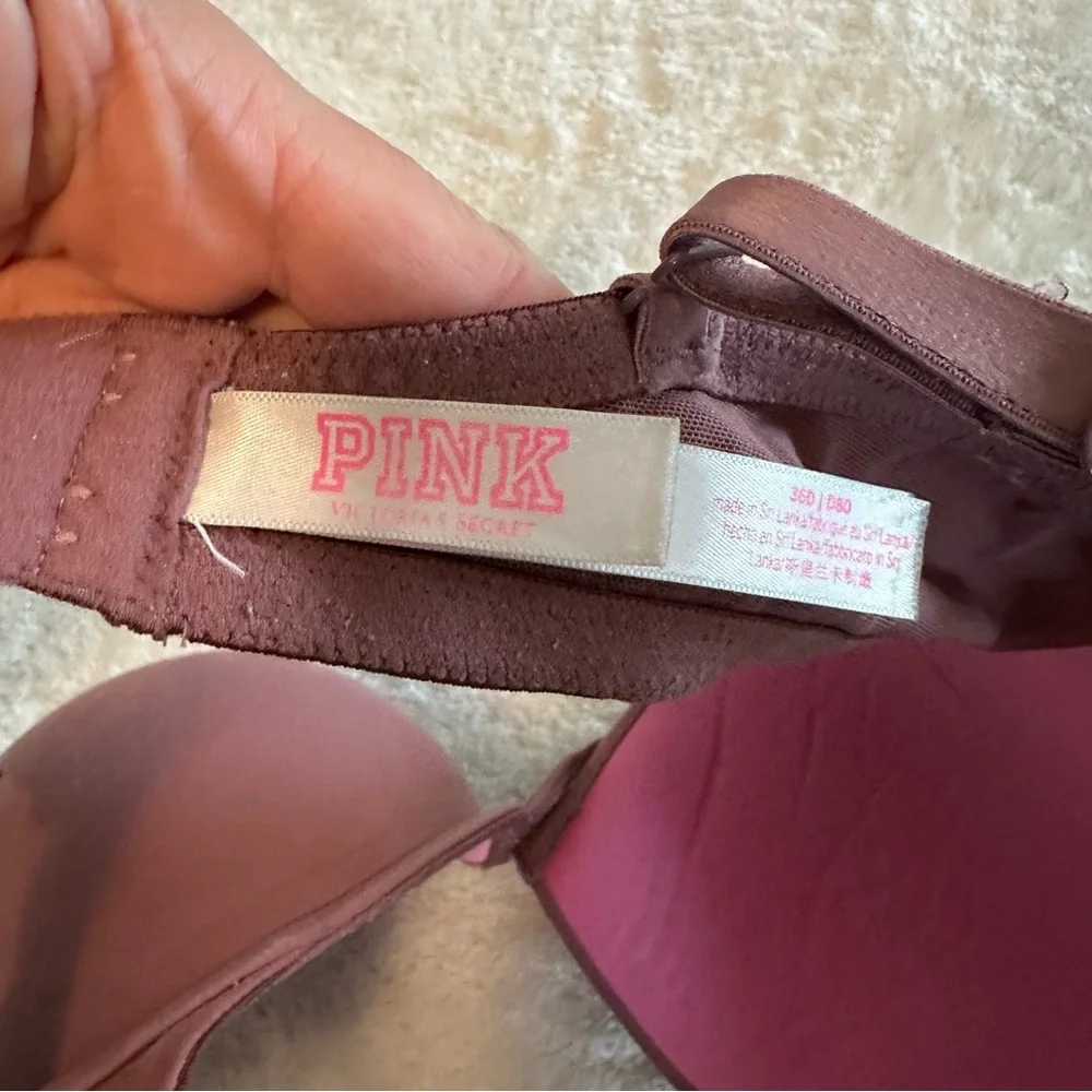 Victoria’s Secret Pink Wear Everywhere Push Up Bra Mauve Pink Size 36D - Picture 3 of 4